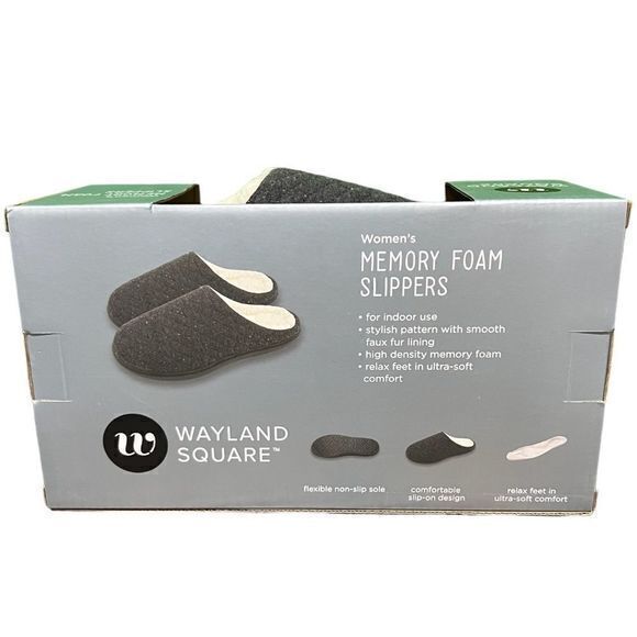 NWT Wayland Square Women's Memory Foam Indoor Slippers Gray‎ Large (10-11) - Picture 2 of 4